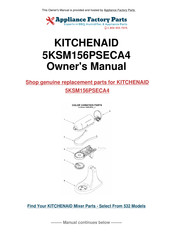 KitchenAid 5KSM156PSECA4 Owner's Manual