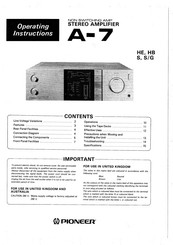 Pioneer A-7 S Operating Instructions Manual