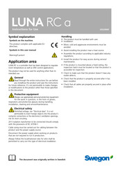 Swegon LUNA RC a Instructions For Use Manual
