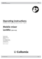 Collomix LevMix 120 V-US Operating Instructions Manual