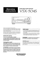 Pioneer VSX-504S Operating Instructions Manual