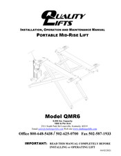 QUALITY LIFTS QMR6 Installation, Operation And Maintenance Manual
