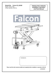 Falcon EL-26HM Installation, Operation, And Parts Manual