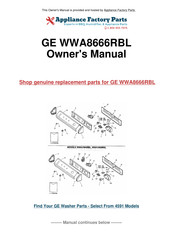 GE WA8600R Use And Care Manual