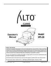 Clarke Technology ALTO SPS-28 Operator's Manual