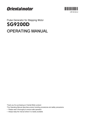 Oriental motor SG9200D Operating Manual
