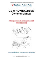GE WHDVH660H0MS Owner's Manual