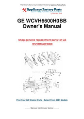 GE WCVH6600H0BB Owner's Manual & Installation Instructions