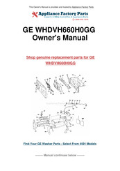 GE WHDVH660H0GG Owner's Manual & Installation Instructions