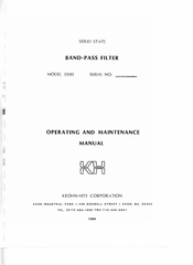 Krohn-Hite 3500 Operating And Maintenance Manual
