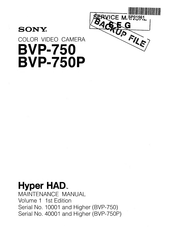 Sony Hyper HAD BVP-750 Maintenance Manual