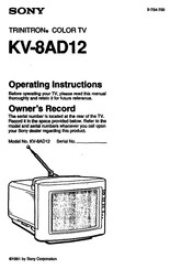 Sony TRINITRON KV-8AD12 Operating Instructions Manual