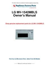 LG MV-1542MBLS Installation Instructions Manual