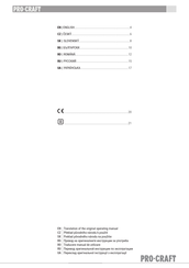 Pro-Craft PW2700 Translation Of The Original Operating Manual