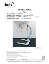Beka Hospitec CARLO Comfort EP L with scale Operating Manual