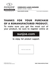 SNOWJOE MJ401C-XR-RM Operator's Manual