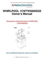 Whirlpool 1CWTW5800SG0 User Instructions