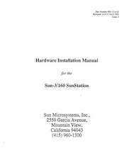 Sun Microsystems Sun-3/160 SunStation Hardware Installation Manual