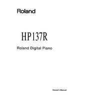 Roland HP137R Owner's Manual