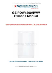 GE PDW1800NWW Installation Instructions Manual