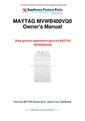 Maytag BRAVOS MVWB400VQ0 Use & Care Manual