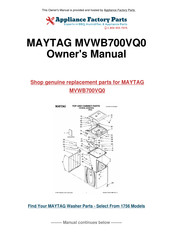 Maytag BRAVOS MVWB700VQ0 Use & Care Manual