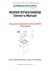 Roper RTW4100WQ0 User Instructions