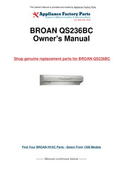Broan ALLURE QS236BC Instructions Manual