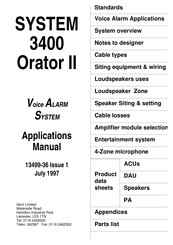 Gent SYSTEM 3400 Orator II Applications Manual
