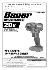 Harbor Freight Tools Bauer 2181CR-B Owner's Manual