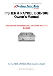 Fisher & Paykel DCS LIBERTY BFG-30BGD Use And Care And Installation Manual