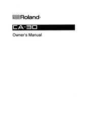 Roland INTELLIGENT ARRANGER CA-30 Owner's Manual