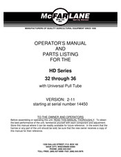 McFarlane HD-32 Operator's Manual And Parts List