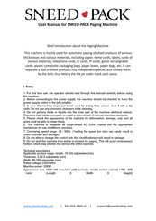 SNEED Coding Solutions SNEED-PACK User Manual