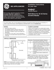 GE RAB4216MG Installation Instructions Manual