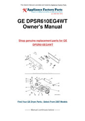 GE DPSR610EG4WT Owner's Manual