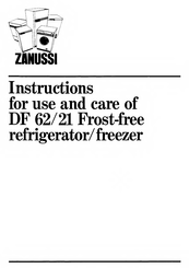 Zanussi DF62/21 Instructions For Use Manual