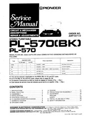 Pioneer PL-570BK Service Manual