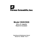 Forma Scientific 3926 Operating And Maintenance Manual