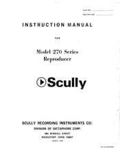 Dictaphone Scully 270-1 Instruction Manual