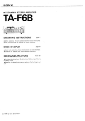 Sony TA-F6B Operating Instructions Manual