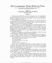 RCA 100 Service Notes