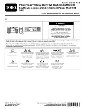 Toro Power Max 928 OAE Quick Start Manual
