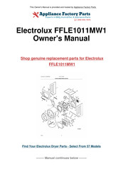 Electrolux Frigidaire FFLE1011MW1 Installation Manual