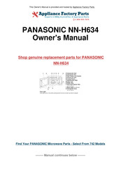 Panasonic NNH644 - MICROWAVE -1.2 CU.FT Operating Instructions Manual