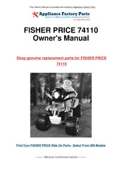 Fisher-Price Power Wheels Fisher-Price Kawasaki Ninja Owner's Manual