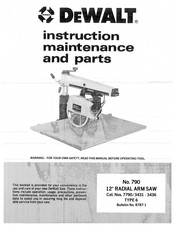 DeWalt 3431 Instruction Maintenance And Parts