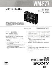 Sony WM-F77 Service Manual