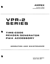 Ampex VPR-2 Series Operation And Maintenance Manual