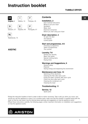 Ariston ASD79C Instruction Booklet